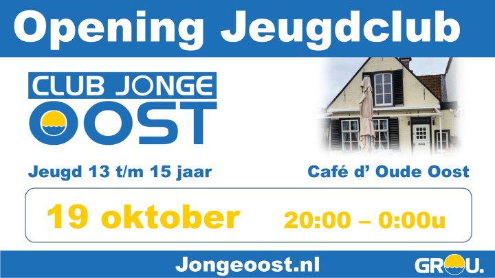 Club Jonge Oost gaat op 19 oktober los