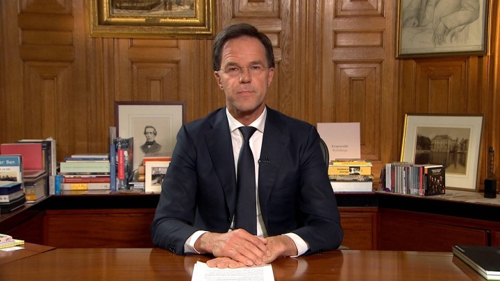 Minister-president Marc Rutte hield vanavond een rechtstreekse toespraak op tv.